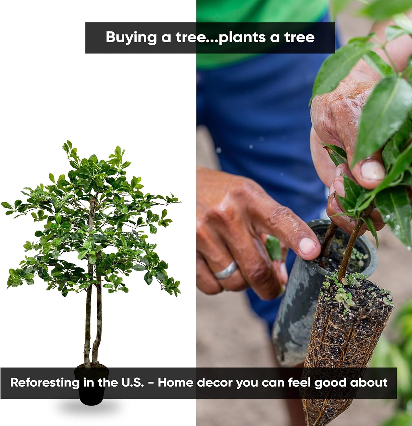 Cypress & Alabaster Handmade 4ft Italian Black Olive Leaf Artificial Tree with Ethically Sourced Real Wood Trunks, Hypoallergenic, 4-Foot, Green