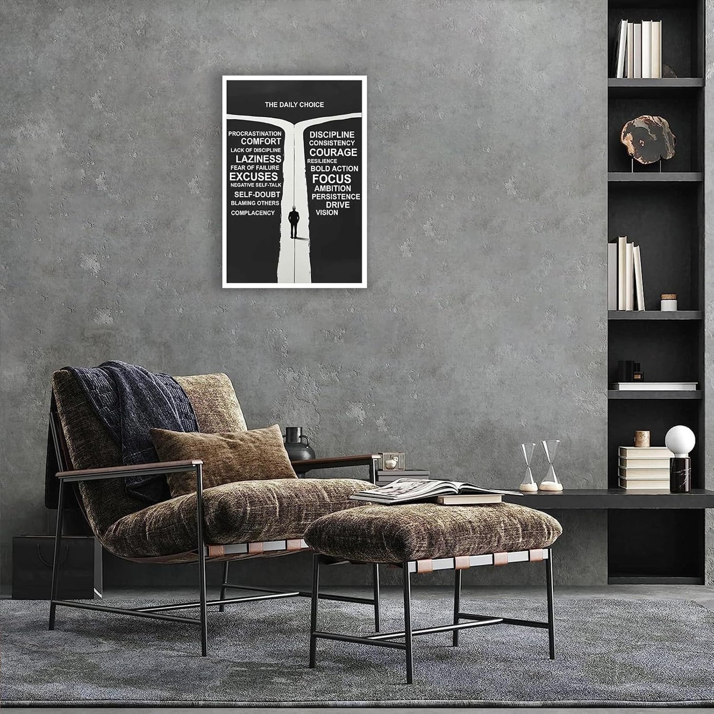 Inspirational Self-Discipline Poster Growing Up The Daily Choice Wall Art Discipline Vs Comfort Choose Prints Painting For Living Room Bedroom Office Wall Decor 16x24in Unframed