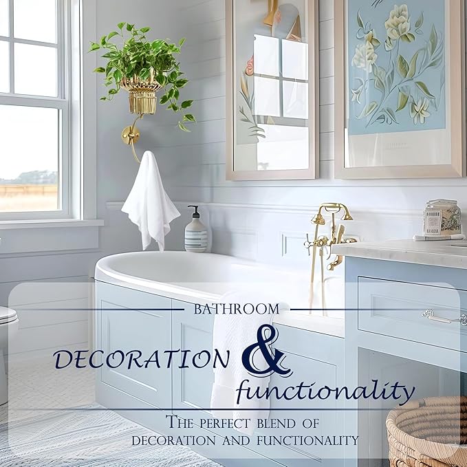 Hanging Plant Wall Vessel for Flowers with Hook, Indoor Outdoor Boho Bathroom Decor Wall Art Planter Mounted Vase (Gold)