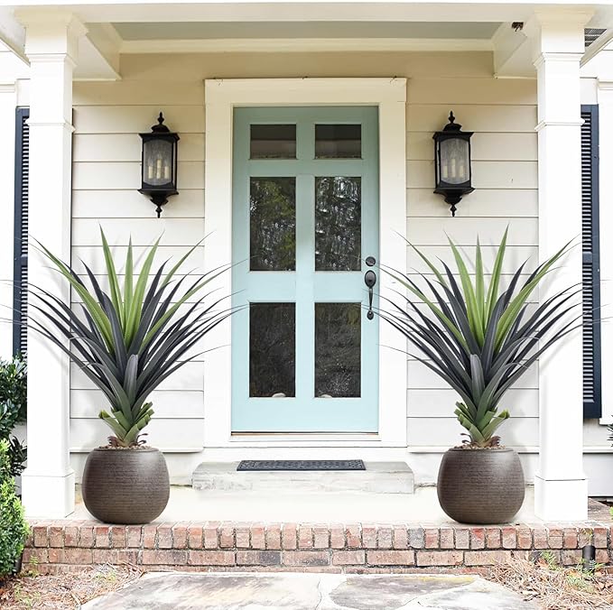 4ft Artificial Spiked Agave Plant, 48inch Faux Agave Plants Indoor Realistic Floor Plant Perfect for Front Porch, Patio, Indoor Outdoor Home, Office Decor (Set of 2)