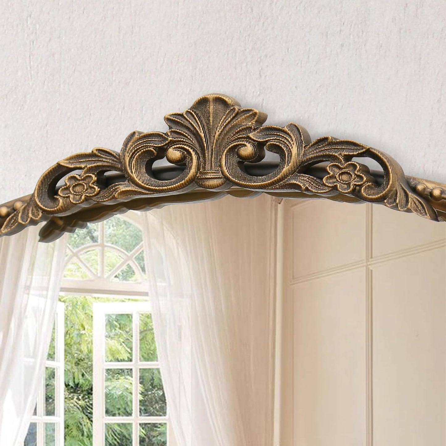 Micasso Large Gold Antique Mirror: 40"x 30" French Baroque Arched Mirror - Traditional Ornate Vintage Mirrors for Wall/Mantel/Entryway/Bathroom/Hallway - Home Decor for Living Room