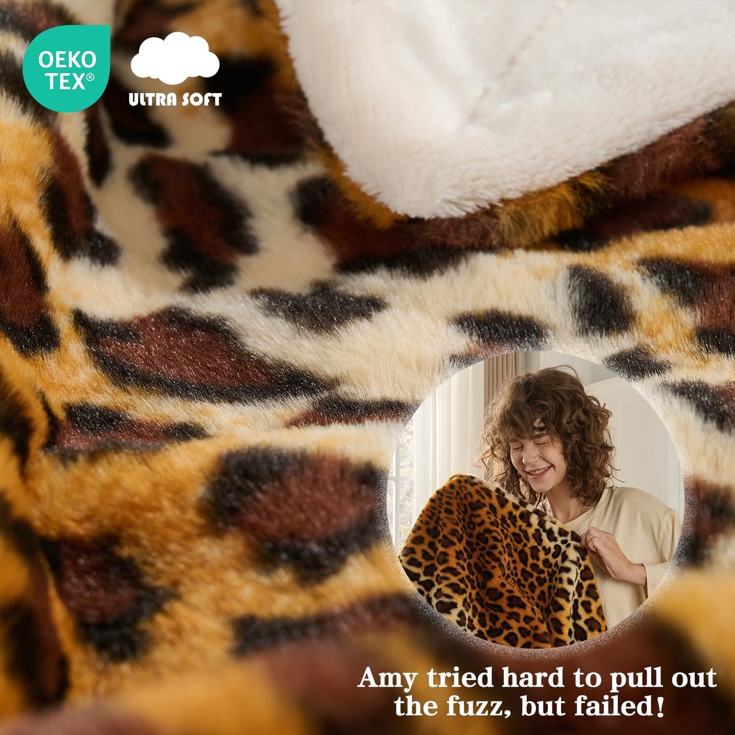 Krifey Leopard Print Blanket, Faux Fur Throws for Bed, Soft Cozy Fuzzy Fluffy Thick Warm Plush Cheetah Print Blanket, Christmas Birthday Gifts for Mom Dad Women Men, Room Decor, 50x60in