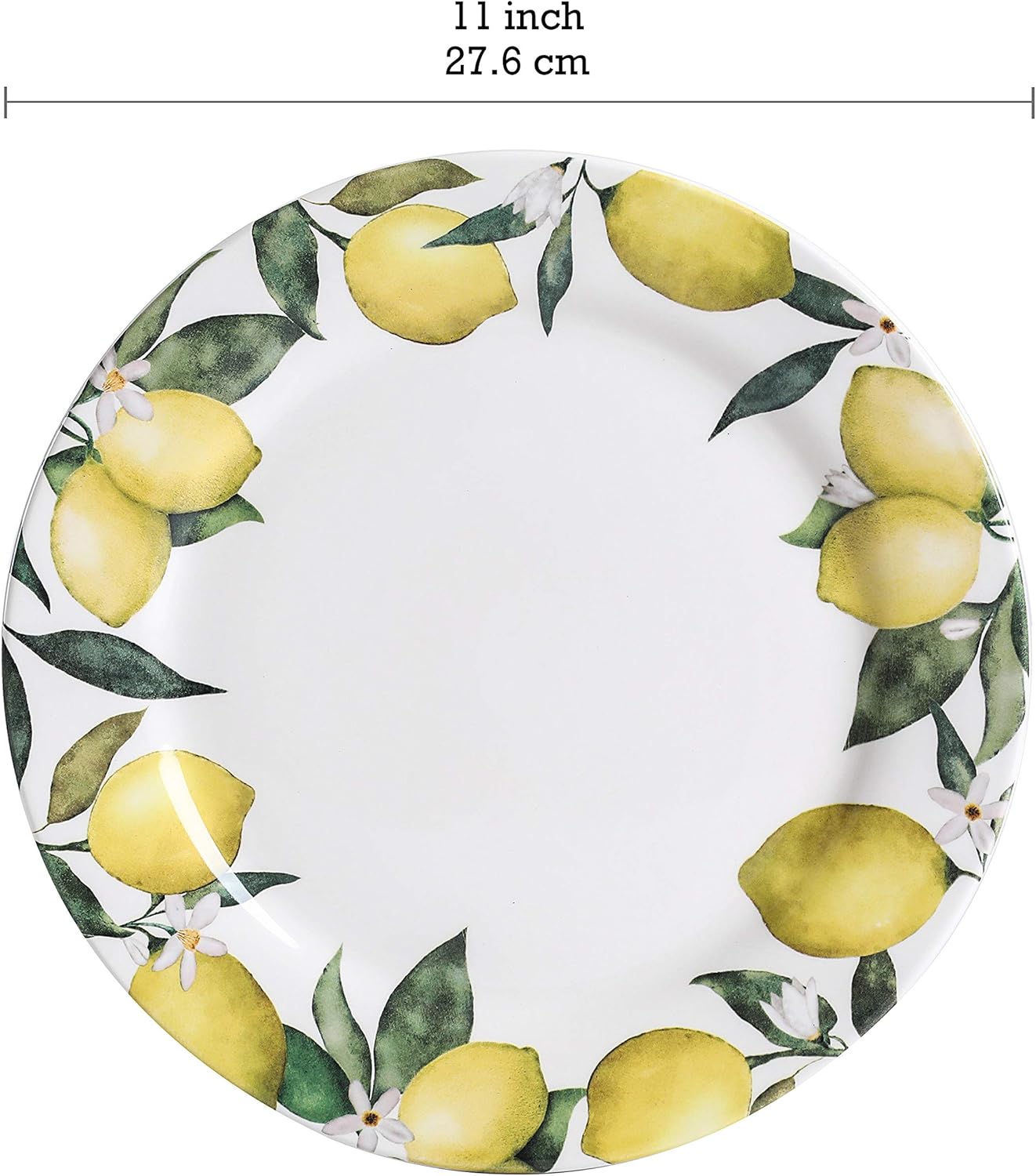 Bico Lemon Dreams Dinner Plates Set of 4, 11 Inch Large Ceramic Plates for Pasta, Steak, Stylish Serving Dishes, Microwave and Dishwasher Safe, Gift for Housewarming and Thanksgiving