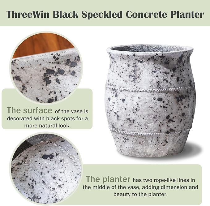 Yundu Concrete Plant Pot Set of 2, The Large planters for Indoor Plants, 13.8 & 10.8 inch pots for Plants, Plant pots Indoor with Drainage Modern décor for Home, Office and Outdoor Décor