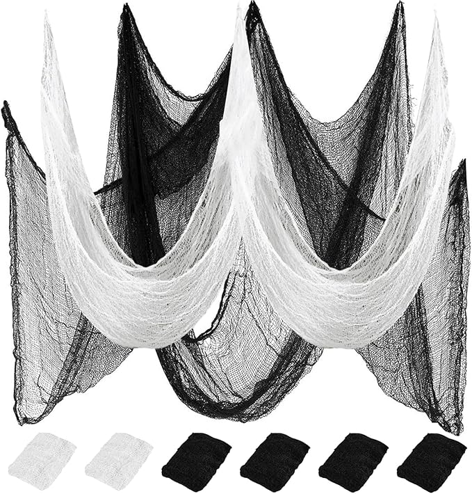 6 Pack Halloween Black Creepy Cloth - Halloween Decorations Clearance - 30X72 Inch Spooky Fabric Cloth for Haunted House - Creepy and Spooky Halloween Decorations for Party Outdoor Or Indoor