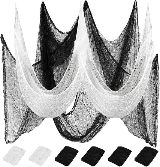 6 Pack Halloween Black Creepy Cloth - Halloween Decorations Clearance - 30X72 Inch Spooky Fabric Cloth for Haunted House - Creepy and Spooky Halloween Decorations for Party Outdoor Or Indoor
