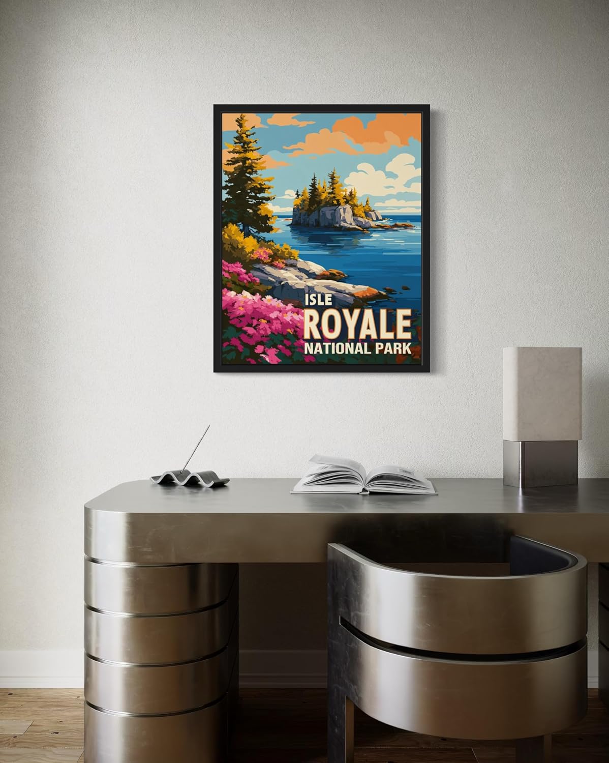 Isle Royale National Park Art Print Poster, Vintage Retro Pop Art Travel Wall Art Bedroom Bathroom Living Room Decor 185 (Isle Royale, 16 x 20 inches, Unframed)