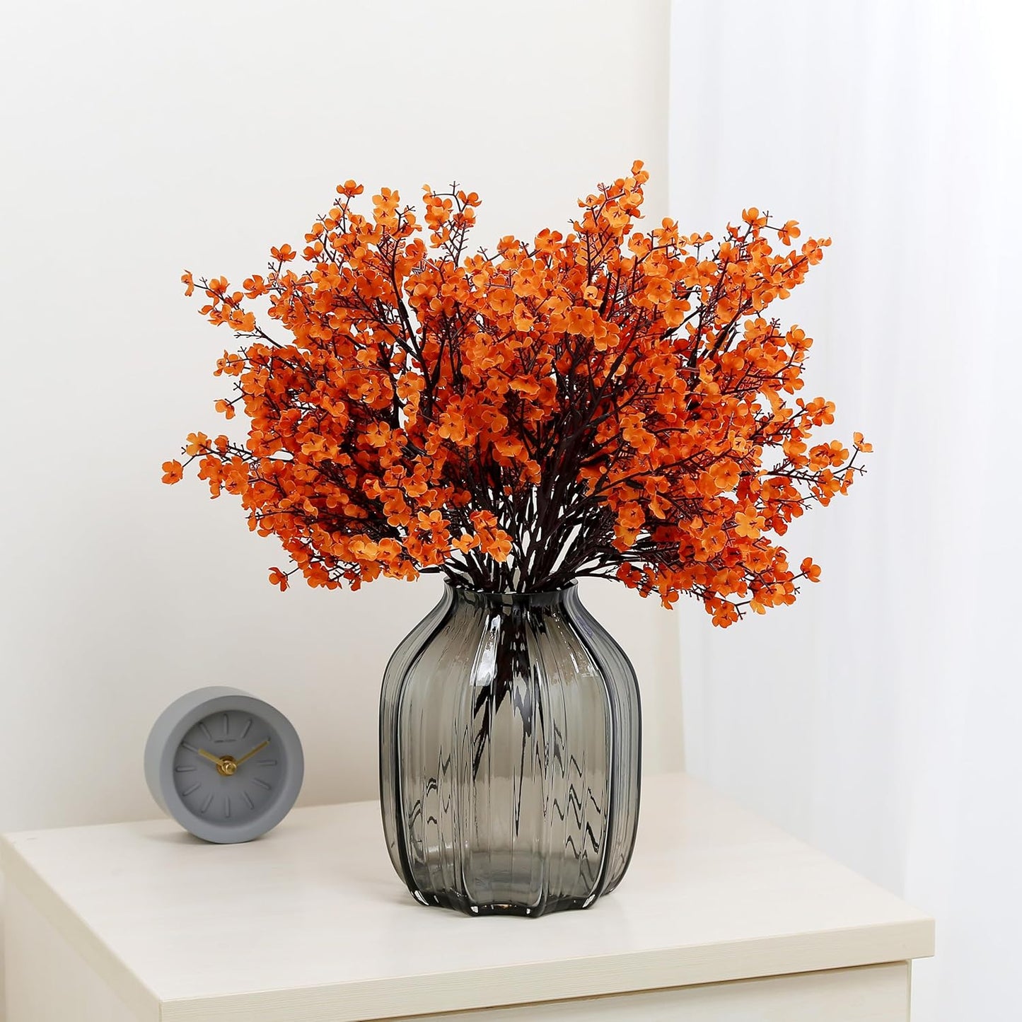 JAKY-Global Babys Breath Orange Silk Artificial Flowers 20 Bundle European Fake Silk Plants Decor Wedding Party Decoration Bouquets Real Touch DIY Home Garden (Orange 20pcs)