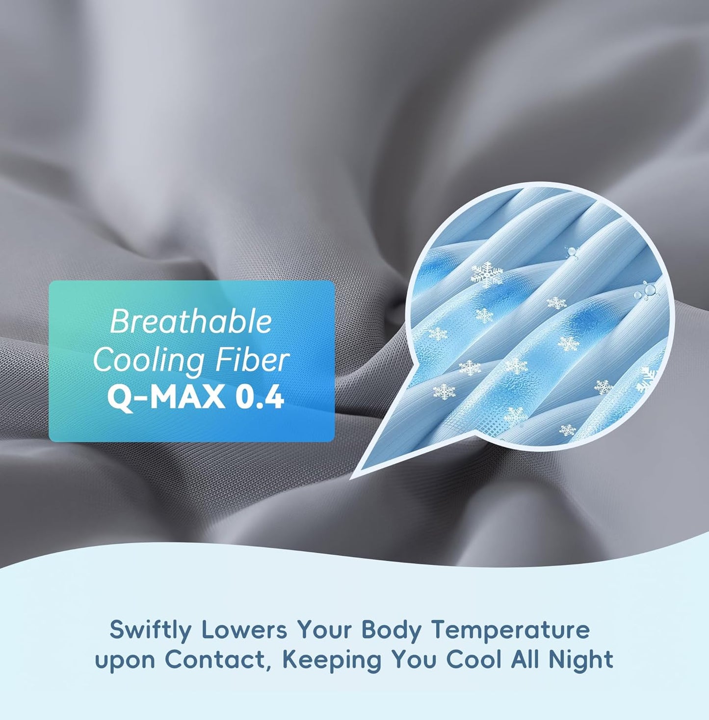 MASVIS Cooling Comforter King Size - Gray Lightweight Summer Cooling Blanket for Hot Sleepers Night Sweats, Double-Sided Cool Touch Soft Breathable Comforters, Q-Max 0.4 Cold Tech Ice Blanket 108"x90"