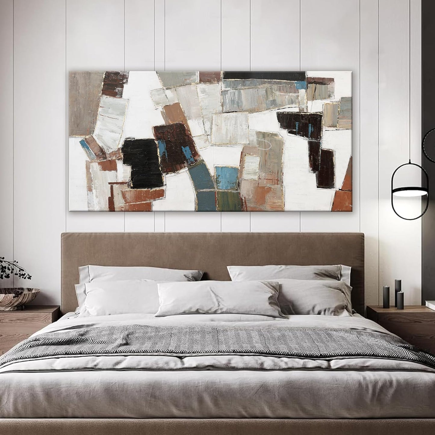 Dimpaga Abstract Wall Art Pictures for Living Room Wall Decor Modern Wall Art Decor Minimalist Geometric Line Artwork for Walls Textured Wall Art Prints Bedroom Office Decor 24"X48"