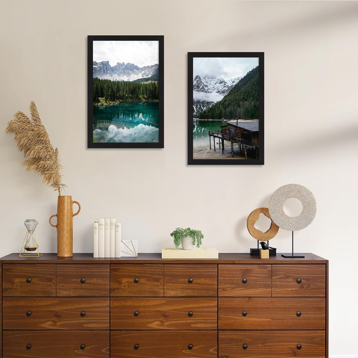 iRahmen 11x17 Picture Frame Set of 2, Black Poster Frames with Plexiglass, Wood Frame Display Pictures 11 x 17 for Photo Horizontal or Vertical Wall Mounting