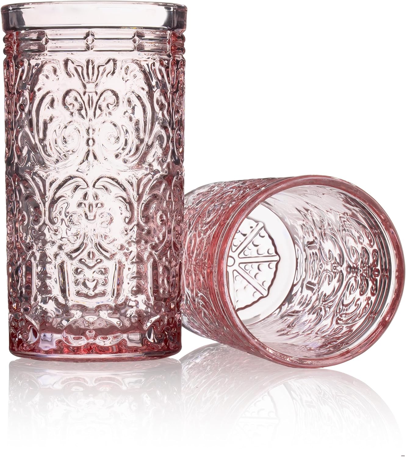 Godinger Jax Highball Beverage Glass Cup Pink - Set of 4