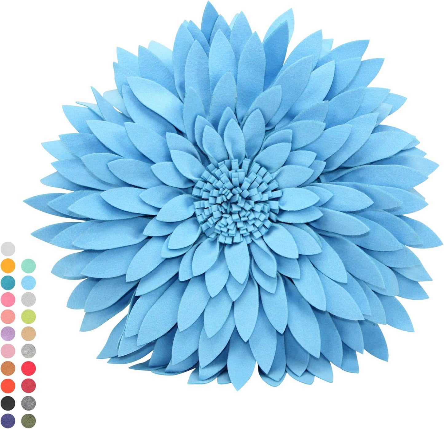 Contempo Lifestyles 3D Daisy & Sunflower Throw Pillow - Solid Light Blue Flower-Shaped Couch & Bed Pillow - Gift for Her