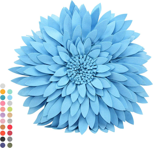Contempo Lifestyles 3D Daisy & Sunflower Throw Pillow - Solid Light Blue Flower-Shaped Couch & Bed Pillow - Gift for Her