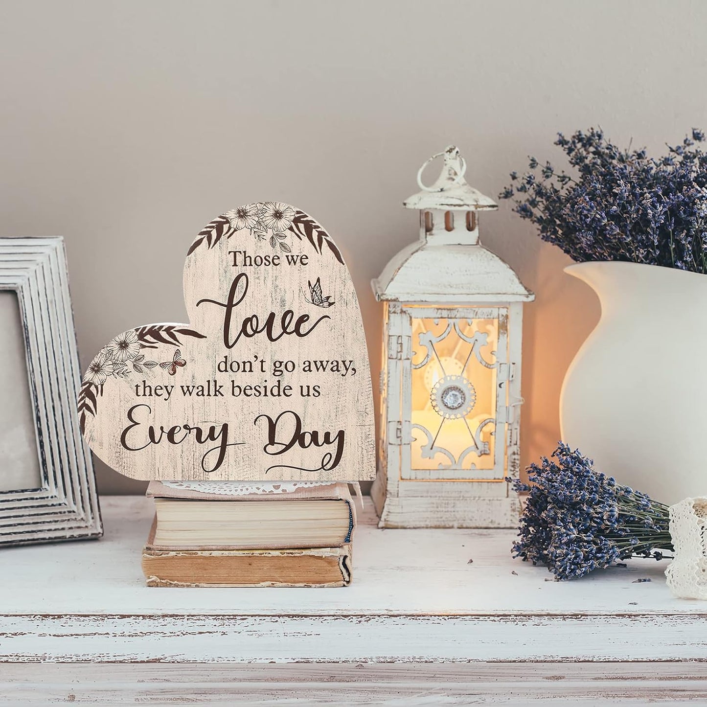 Jetec Sympathy Gift Memorial Wooden Heart for Loss of Loved One Remembrance Bereavement Decor Condolence Sign for Grief Father Mother Son Brother, 6. 3 x 6 x 0. 7 Inches(Simple Style)