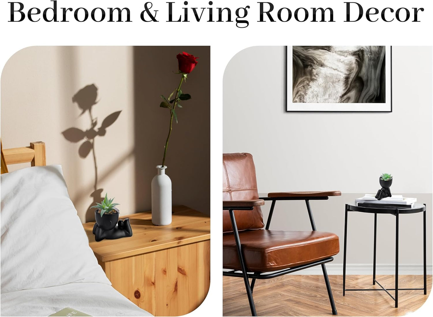 Der Rose Set of 2 Fake Plants Artificial Succulent Plants for Office Desk Accessories Black Bathroom Home Room Aesthetic Decor Indoor