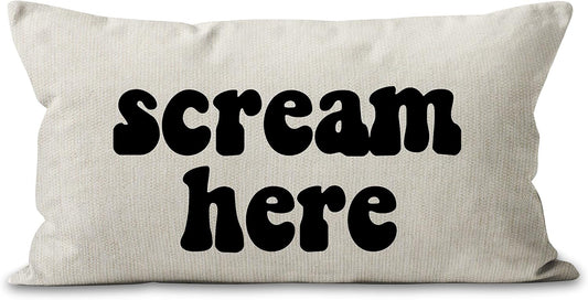 Mancheng-zi Scream Pillow, Scream 12x20 Pillow Cover,Scream Decor,Fun Throw Pillows,Scream Room Decor,Scream Stuff(White)