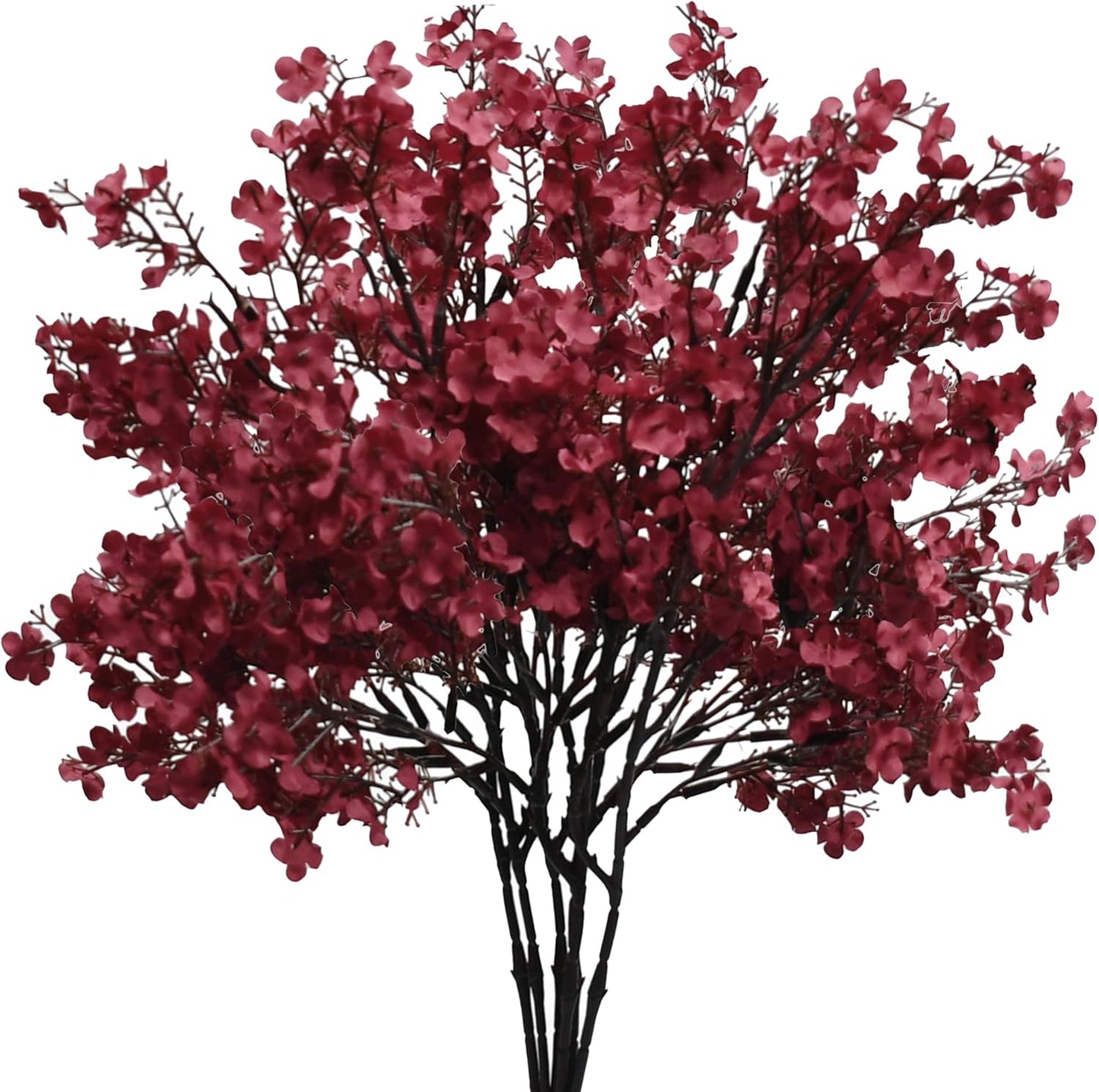 Mandy's Burgundy Artificial Baby’s Breath Flowers 6 Bundles Silk Gypsophila with Bendable Stems for Fall Centerpiece Wedding Decor and Table Arrangements