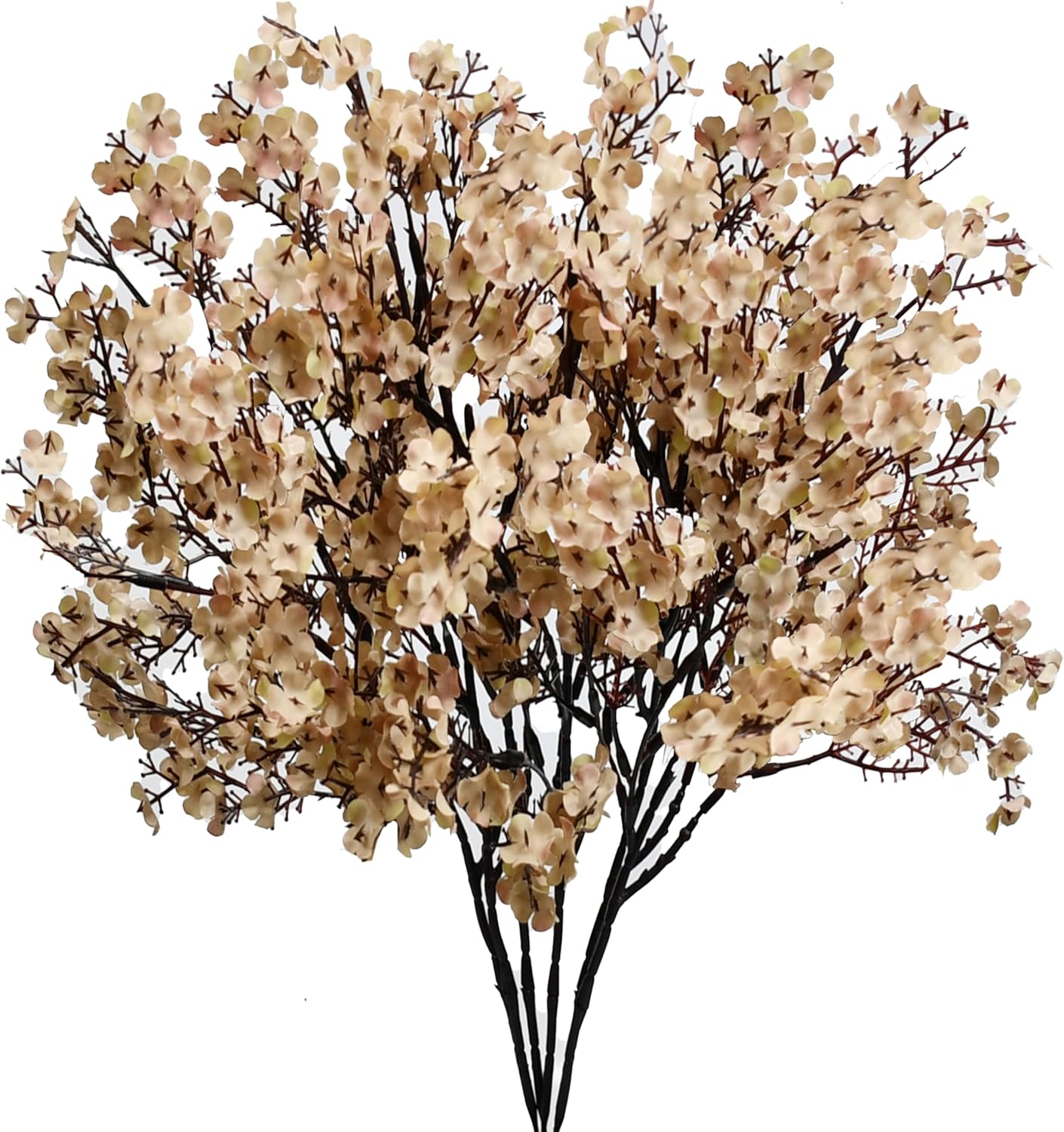 Mandy's Light Brown Artificial Baby’s Breath Flowers 6 Bundles Silk Gypsophila with Bendable Stems for Fall Centerpiece Wedding Decor and Table Arrangements