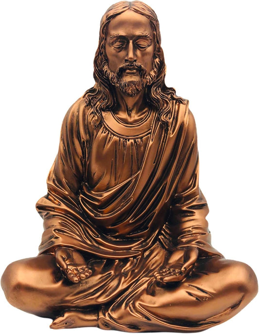 Jesus Statue 12" Bronze - Meditation Statue Decor - Jesus Figurine for Any Room - Great Gift for Christians or Spiritual Friends.