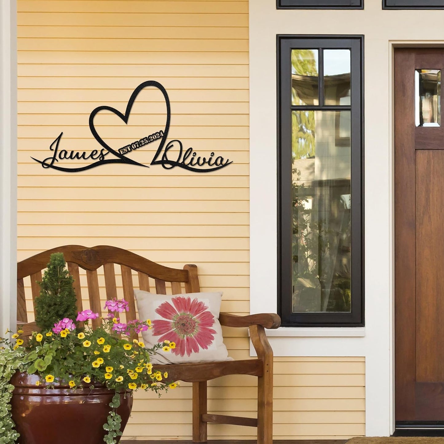 LULLBABYMALL Personalized Love Metal Sign - Customized Names and Date Wall Art, Infinity Metal Signs for New Home, Wedding, Couple, Christmas