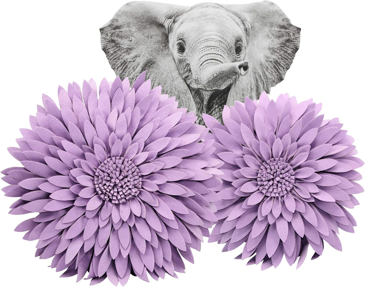 Contempo Lifestyles 3D Daisy Flower Decorative Pillow - Design Patented, Shaped for Couch & Bed (18" Flower, 16" With Insert, Solid Lilac)