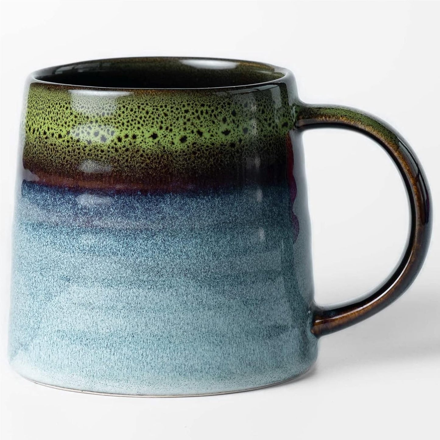 Large Ceramic Coffee Mugs, Handmade Pottery Mug, Tea Cups with Handle for Office and Home, 16 oz, Dishwasher and Microwave Safe (Light Green)