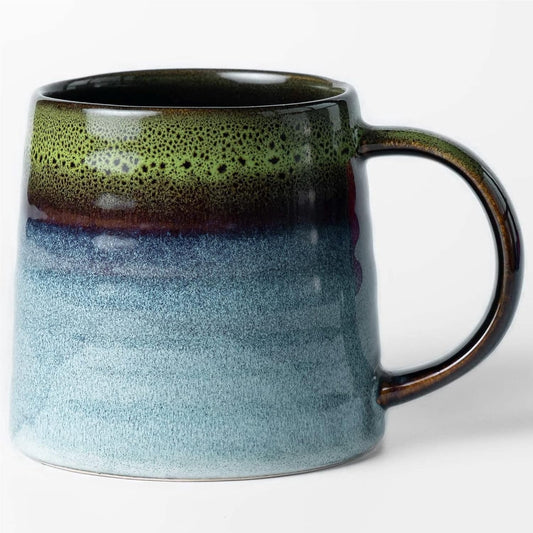 Large Ceramic Coffee Mugs, Handmade Pottery Mug, Tea Cups with Handle for Office and Home, 16 oz, Dishwasher and Microwave Safe (Light Green)