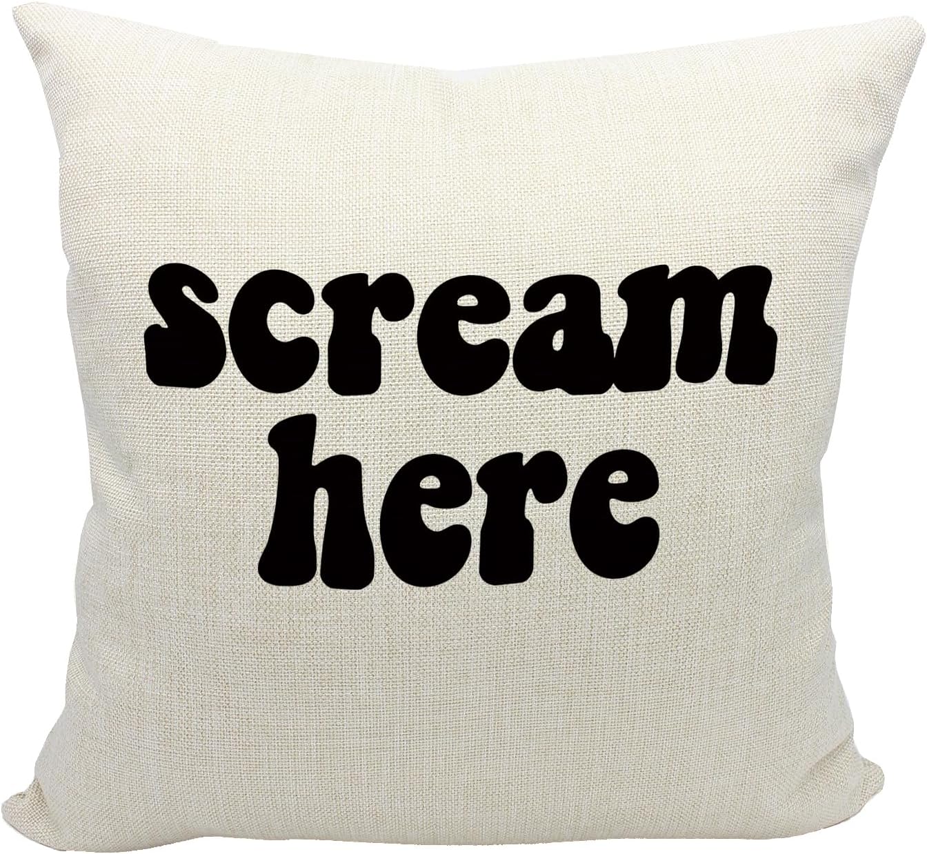 Mancheng-zi Funny Scream Decor, Scream Pillow Covers 18x18, Fun Throw Pillows, White
