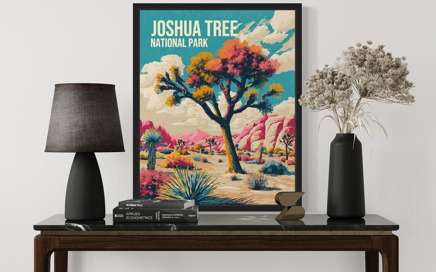 Joshua Tree National Park Art Print Poster, Vintage Retro Pop Art Travel Wall Art Bedroom Bathroom Living Room Decor 185 (Joshua Tree, 16 x 20 inches, Black Frame)