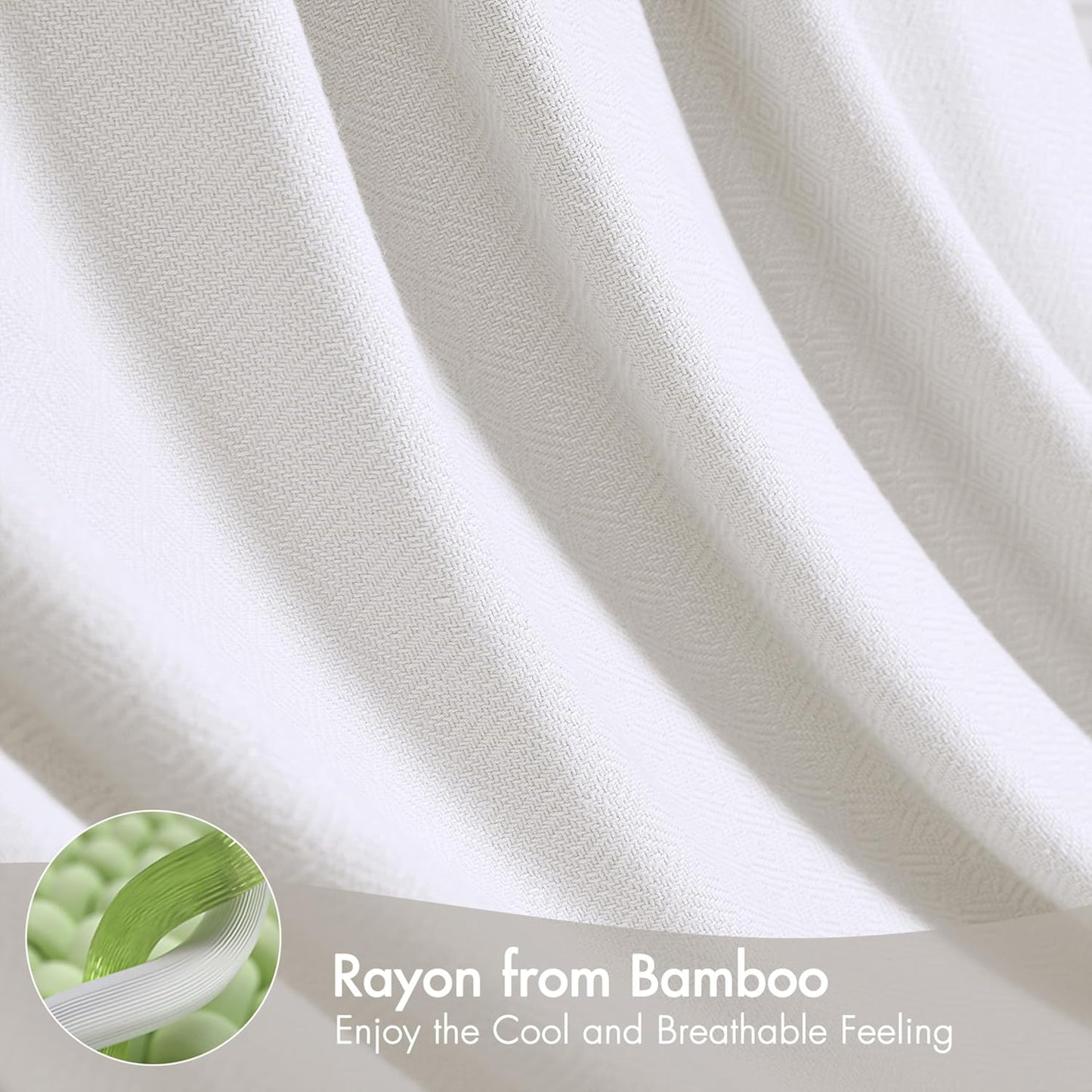 Madison Park Queen Size Blanket, 70% Rayon Bamboo-Based, 30% Cotton, Breathable for Hot Sleepers Menopause, Ultra Soft and Snag-Resistant, Summer Blanket for Bed or Couch, Queen 90"x90", White