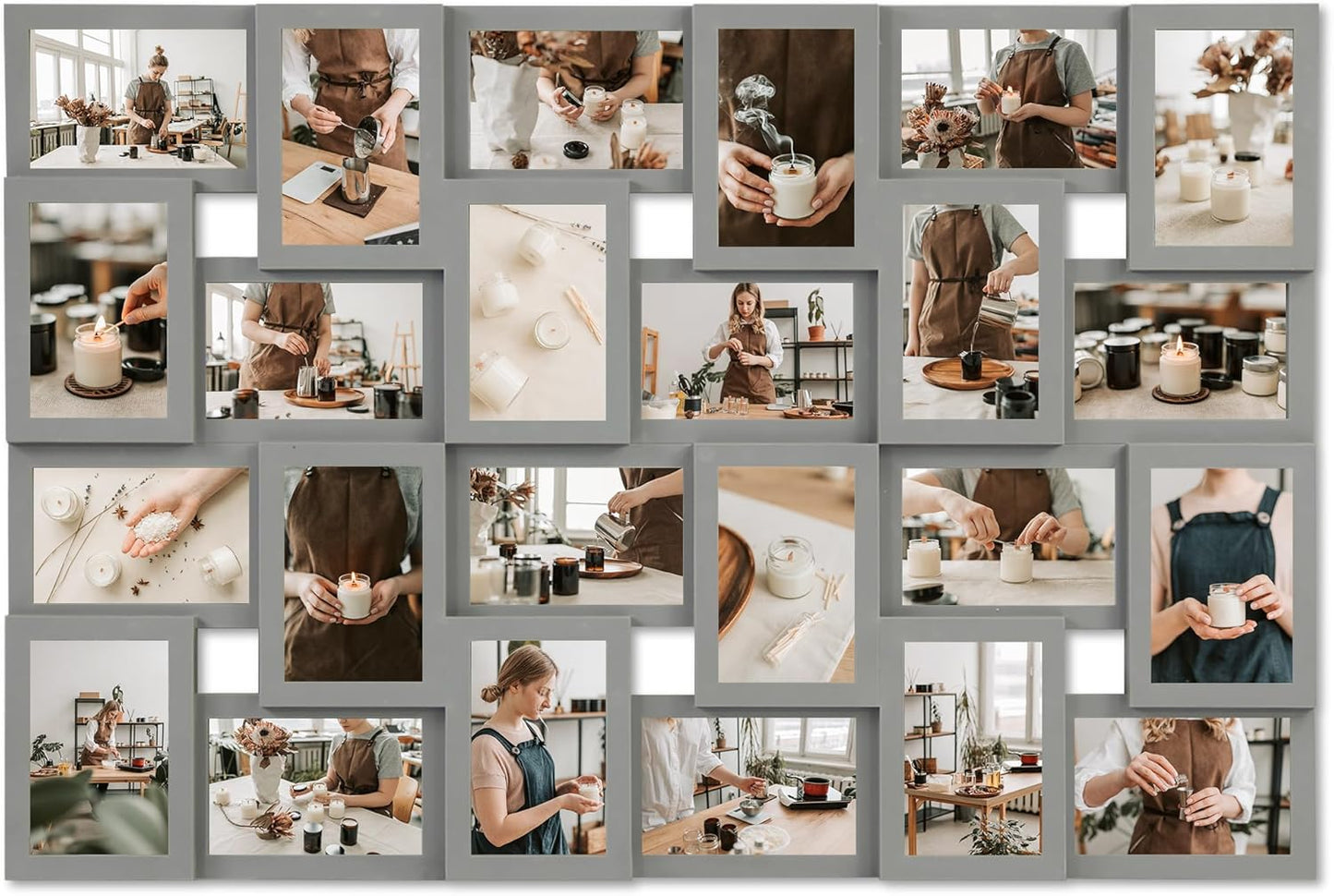 HELLO LAURA 4×6 Collage Picture Frames,24 Opening Photo Collage Frame for Wall Decor,Multi Family Photo for Gallery Decor, Hanging Display - Grey