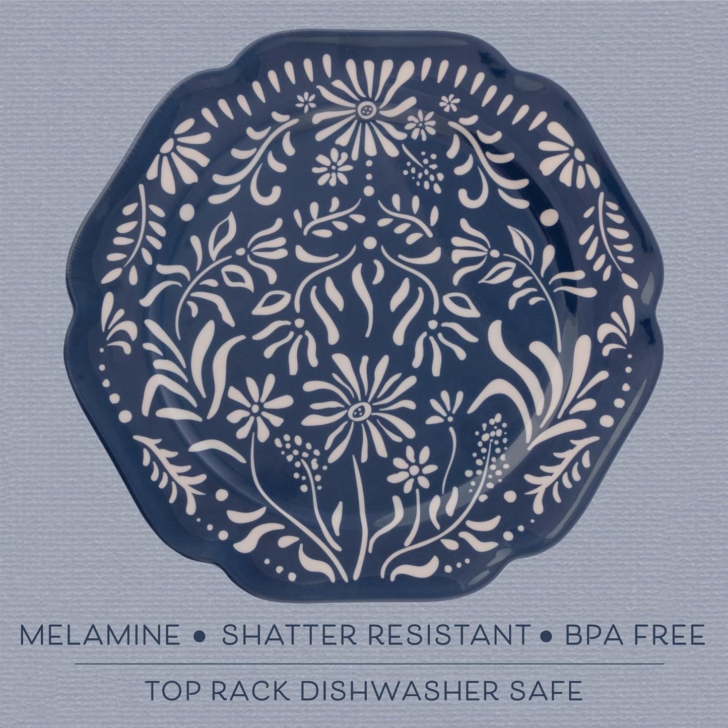 Karma, 10.75 inches Melamine Dinner Plates Set of 4, Reusable Dishwasher Safe Plates for Outdoor and Indoor, Evergreen