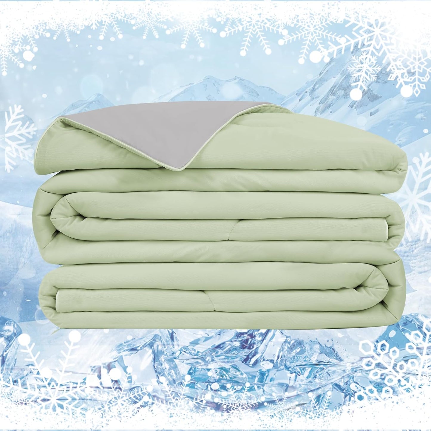 Cooling Blanket Throw Summer Comforter for Hot Sleepers, Breathable for All Season Comfort, Double-Sided Cold Blanket for Night Sweats, 53" x 79" Fits 2 on Couch, Mint Green & Light Grey