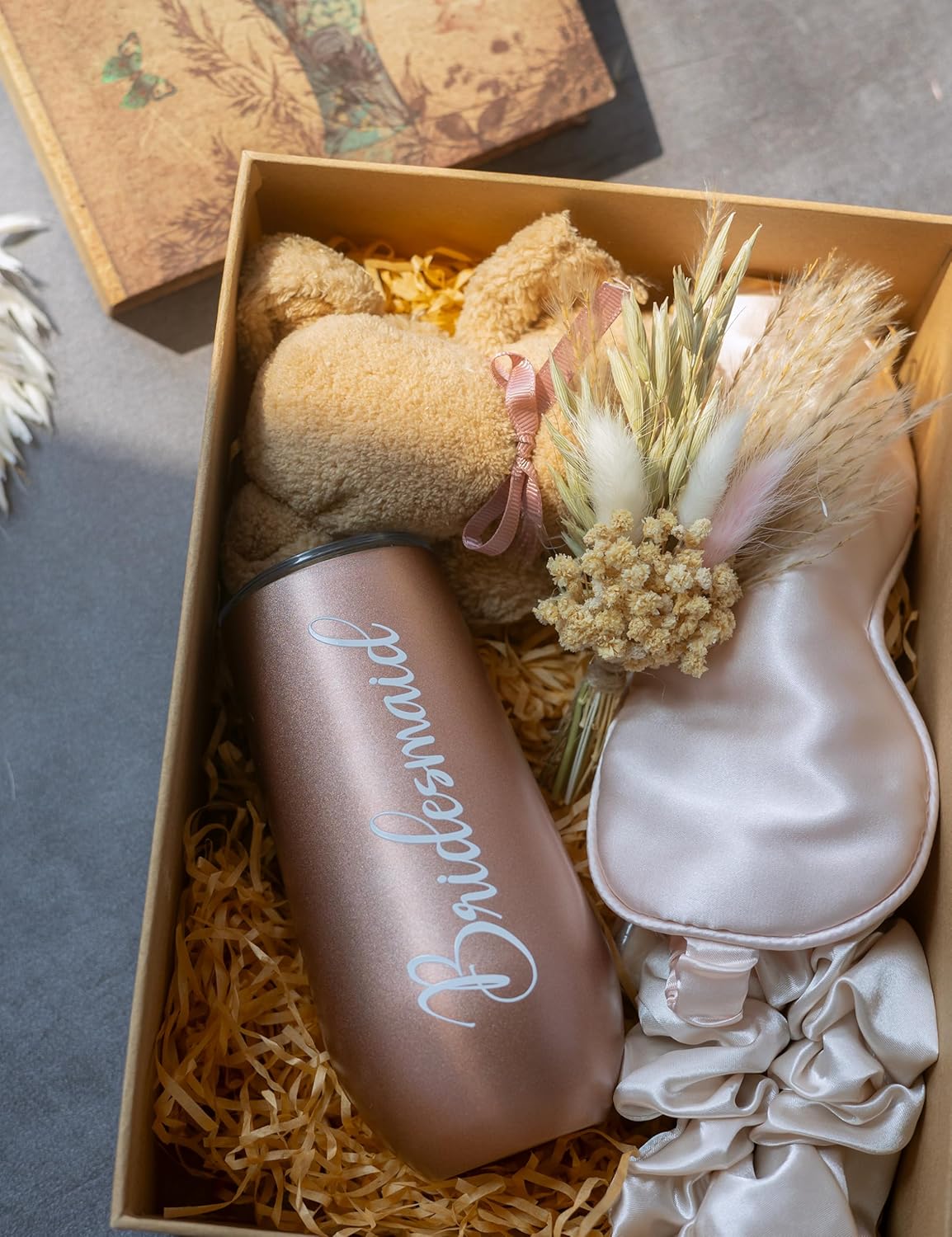 Mini Dried Flower Bouquet (Pack of 6), Dried Pampas Grass, Groom and Best Man Boutonnieres, Dried Cake Flowers, Gift Box Filler, Boho Party Favours..(Blush)