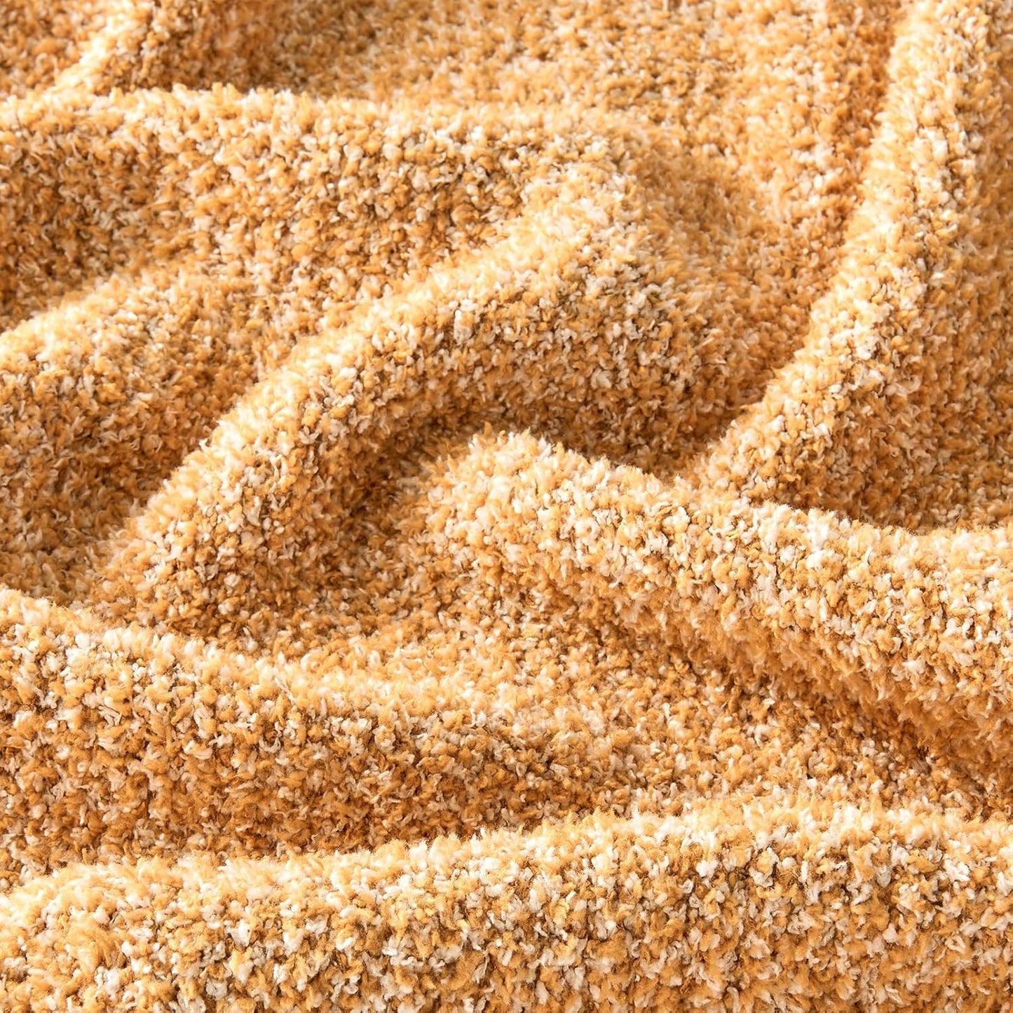 CozeCube Super Soft Fullfy Microfiber Reversible Knitted Blankets, Warm Cozy Fuzzy Plush Throw, Orange and White Melange Throw Blanket for Couch Bed Sofa, 60" x 80"