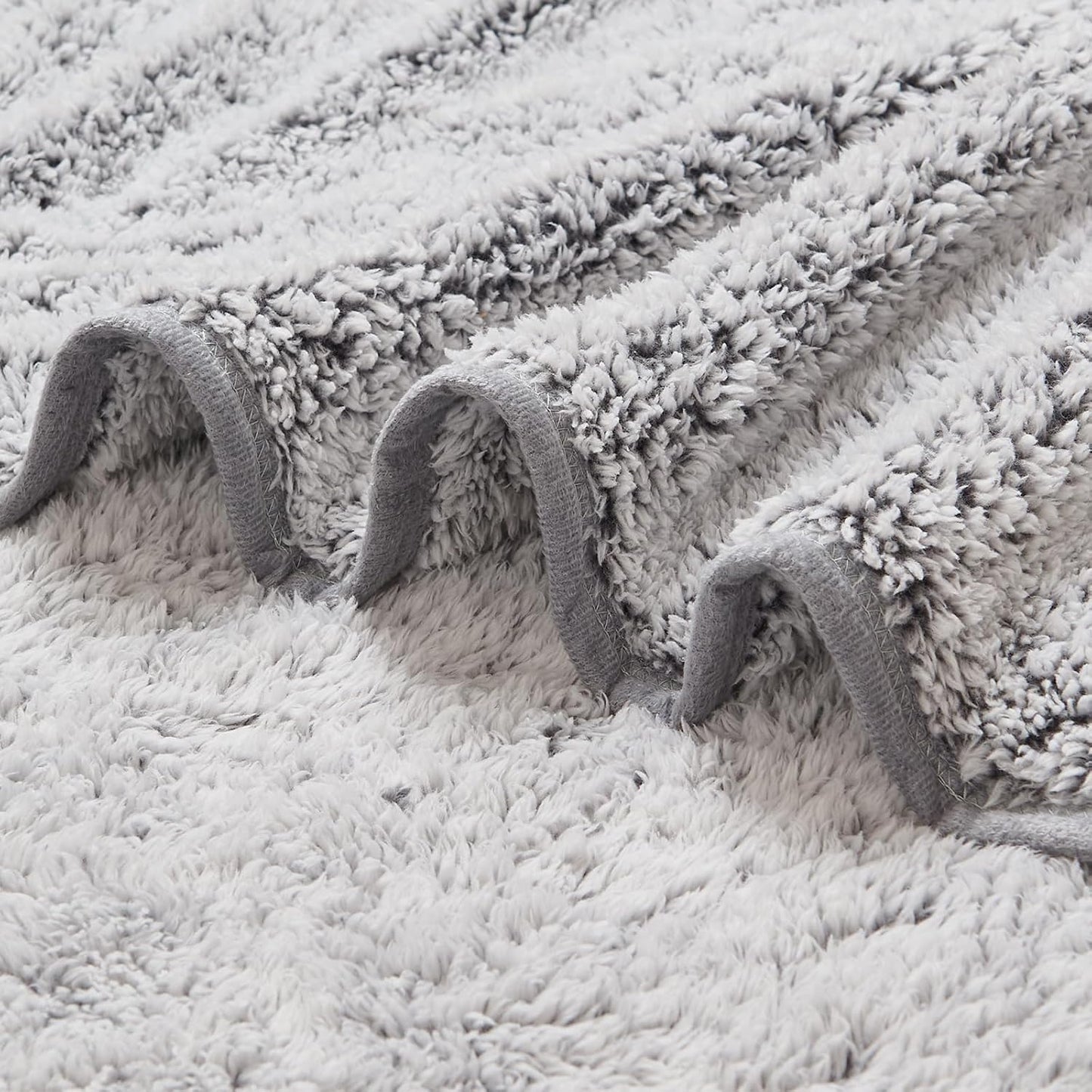 EMME Soft Sherpa Fleece Blanket Reversible Plush Fluffy Large Blanket, Light Weight Warm Decorative Boho Blanket Cover for Sofa, Couch, Bedroom,Travel(Plush Grey,108"x90")