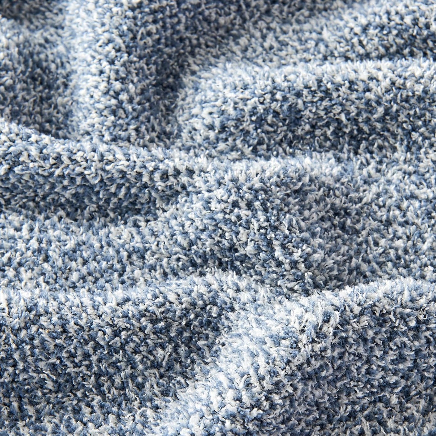CozeCube Super Soft Fullfy Microfiber Reversible Knitted Blankets, Warm Cozy Fuzzy Plush Throw, Dusty Blue and White Melange Throw Blanket for Couch Bed Sofa, 50" x 60"