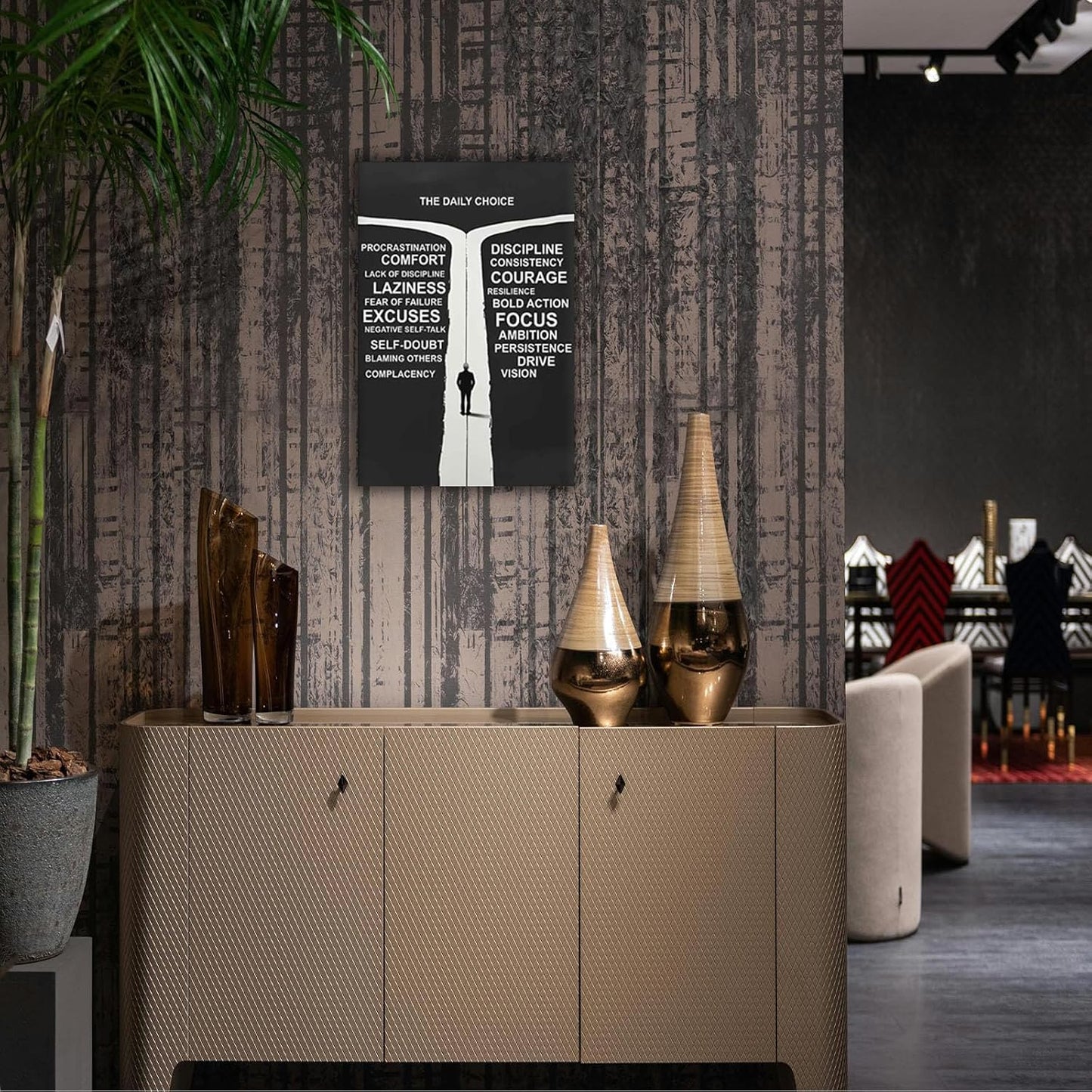 Inspirational Self-Discipline Poster Growing Up The Daily Choice Wall Art Discipline Vs Comfort Choose Prints Painting For Living Room Bedroom Office Wall Decor 24x36in Framed