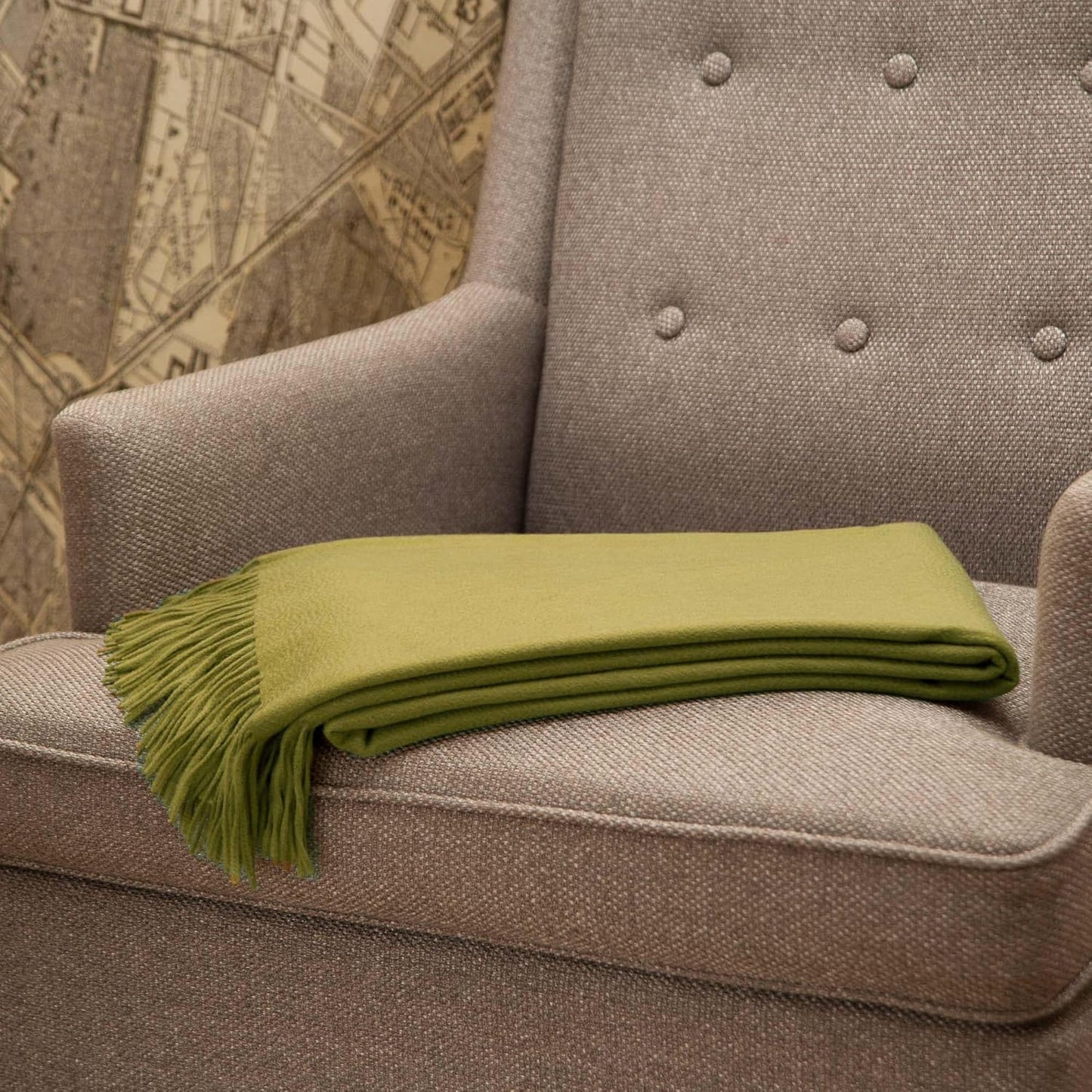 CUDDLE DREAMS Premium Cashmere Throw Blanket with Fringe, Luxuriously Soft (Bamboo Green)