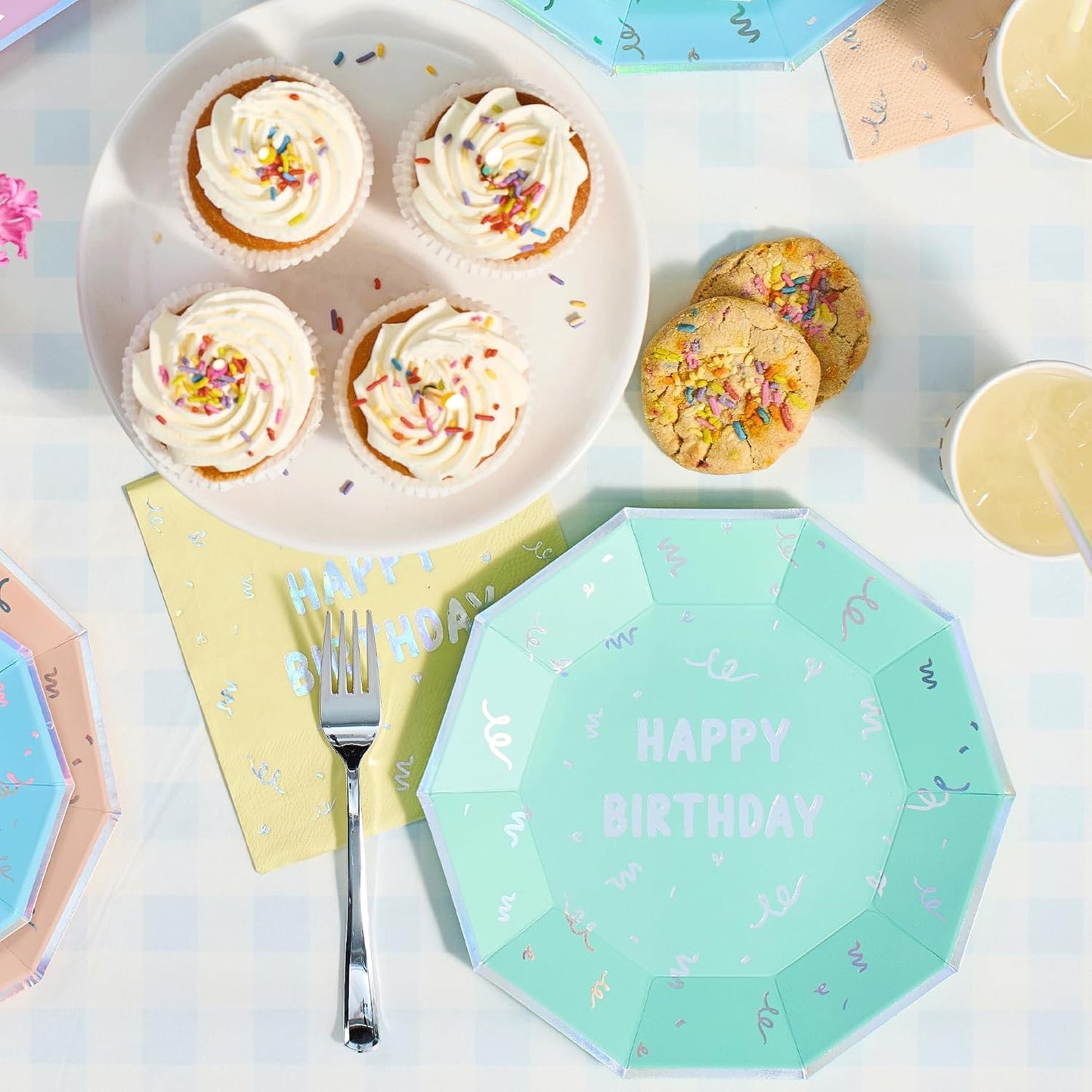 Coterie Happy Birthday Large Plates - 9.25” Disposable Party Plates (10-Pack) | Premium Paper Plates for Cake, Snacks & Meals | Fun & Festive Birthday Party Supplies for Kids & Adults