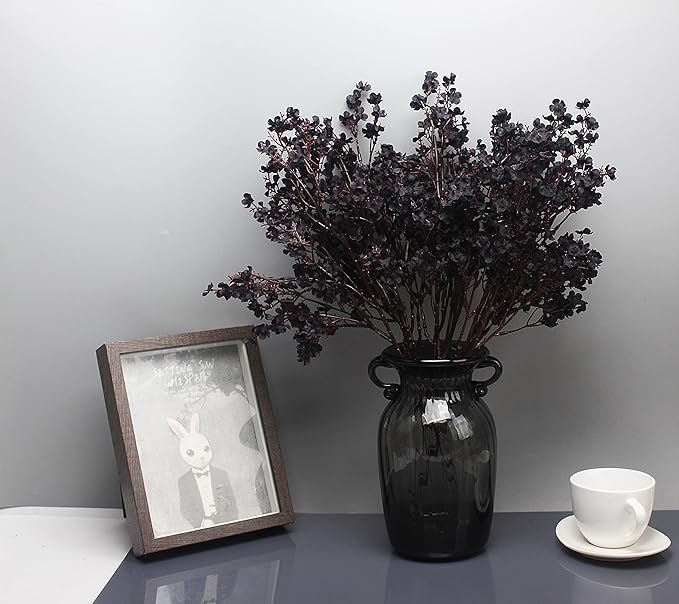 20pcs Babys Breath Artificial Flowers Gypsophila Bouquet Bulk Fake Spring Silk Small Flowers Real Touch Faux Floral for Home Kitchen Garden Wedding Christmas Halloween Party DIY Decor (Black)