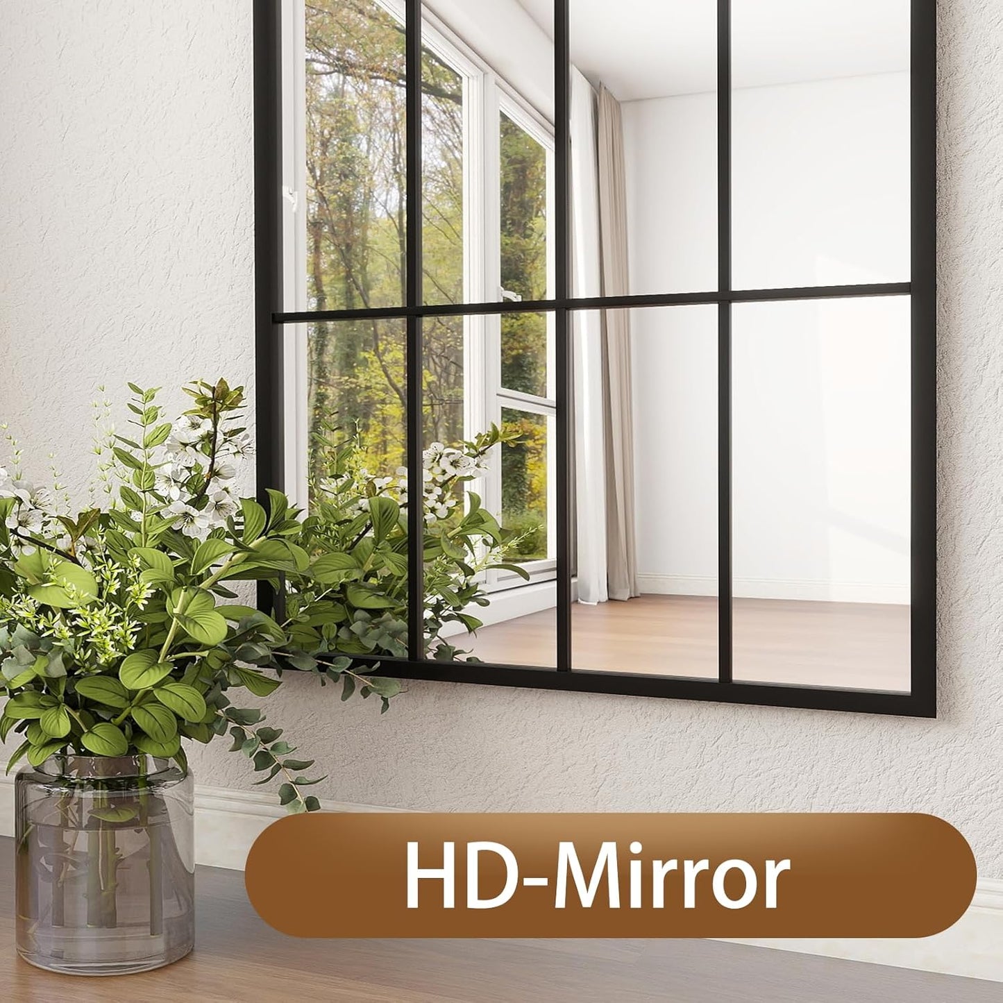 Full Length Mirror, 71"x32" Oversized Floor Mirror Full Length, Large Body Arched Wall Mounted Window Pane Mirrors, Standing Mirrors Hanging or Leaning for Bedroom (Black)