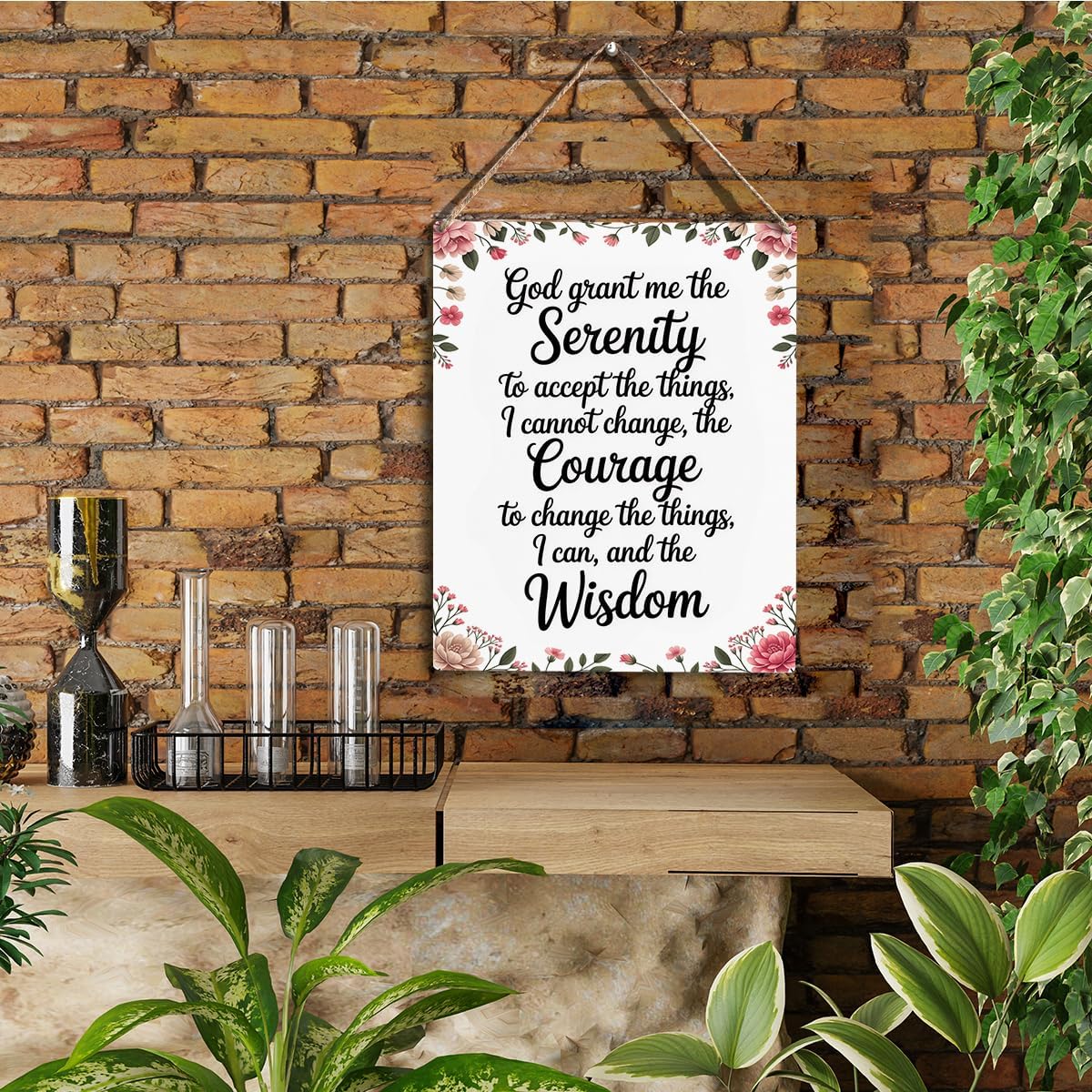 Bible Verses Decor God Grant Me The Serenity, Christian Prayer Room Wall Art Wooden Hanging Plaque 10 x 8 Inch, for Office Bedroom Living Room Home Decor