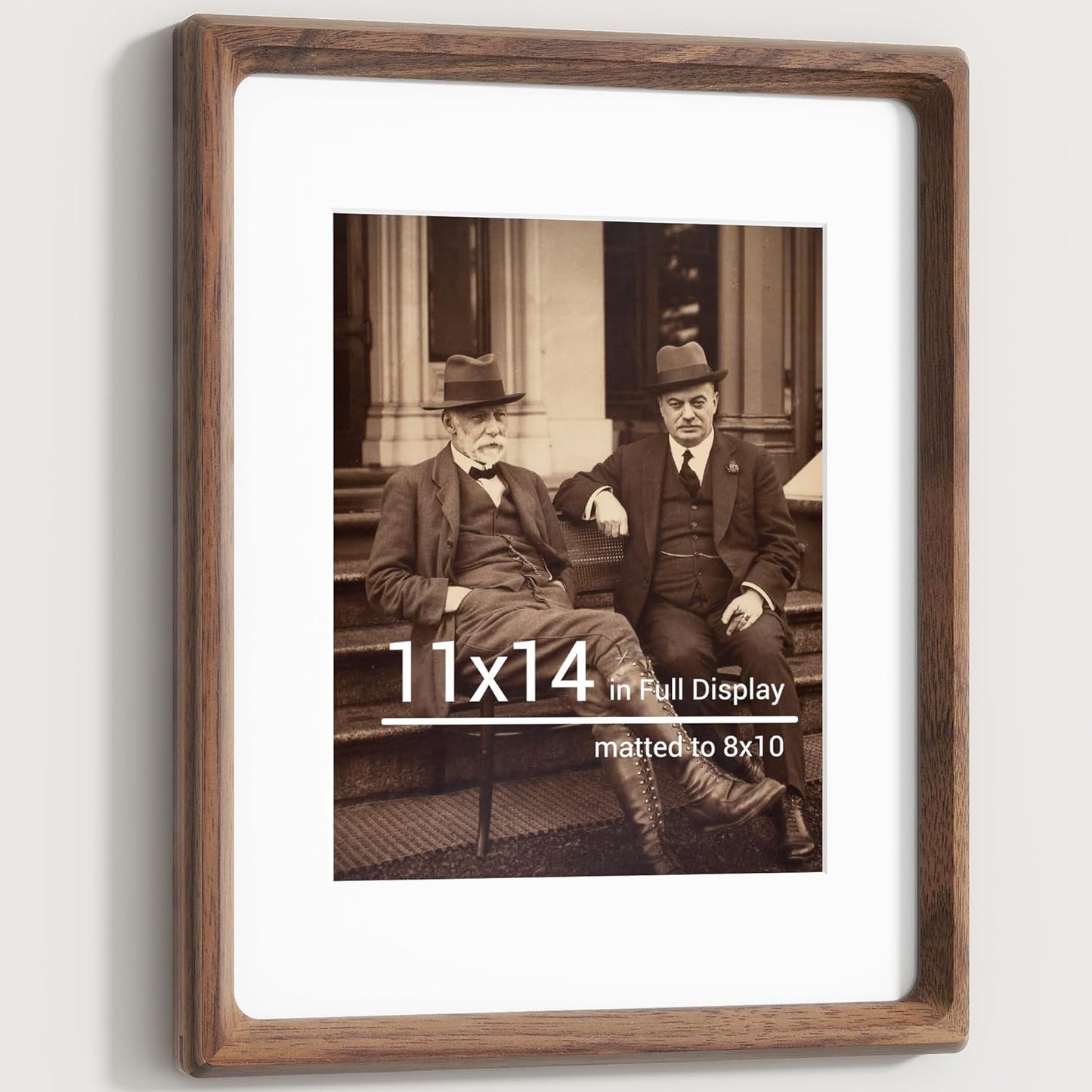 Heimlove 11x14 Picture Frames Natural Walnut,Original Wood Hand Make Crafted Diploma Frame with Mat to 8x10 Graduation Picture Display,Family Picture,Wedding Picture,Photo,Certificate Wall Mounted