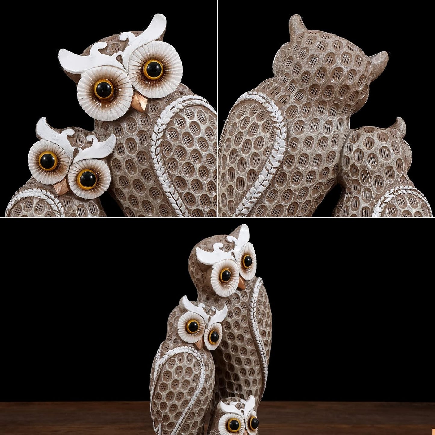 Cute Family of Three owl Figurines Home Décor Owl Statues Décor for Shelf Gifts Decoration for Birds Lovers Home,Office, Bookself