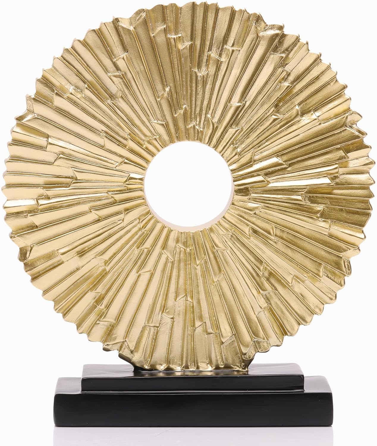 Gold Home Decor Sculpture, Unique Round line Statue, Modern Home Decor, Decorative Panel Statue Gold Decoration for Living Room TV Stand, Office, Bedroom, Dining Table Centerpiece.