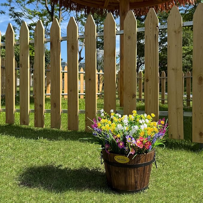 16 Bundles Artificial Flowers for Outdoor,UV Resistant Fake Flowers,Faux Plants for Outside Hanging Planters,No Fade Artificial Plants for Indoor Porch Garden Home Wedding Farmhouse Decor