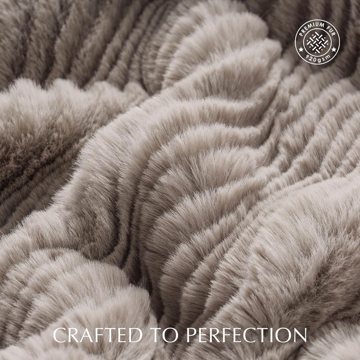 EVERGRACEHOME Ultra Soft Faux Fur Throw Blanket for Couch, Luxury Sculpted Texture Faux Rabbit Fur Blanket for Bed, Fluffy Thick Plush Warm Fuzzy Throw, 920GSM (Taupe, 50''x60'')