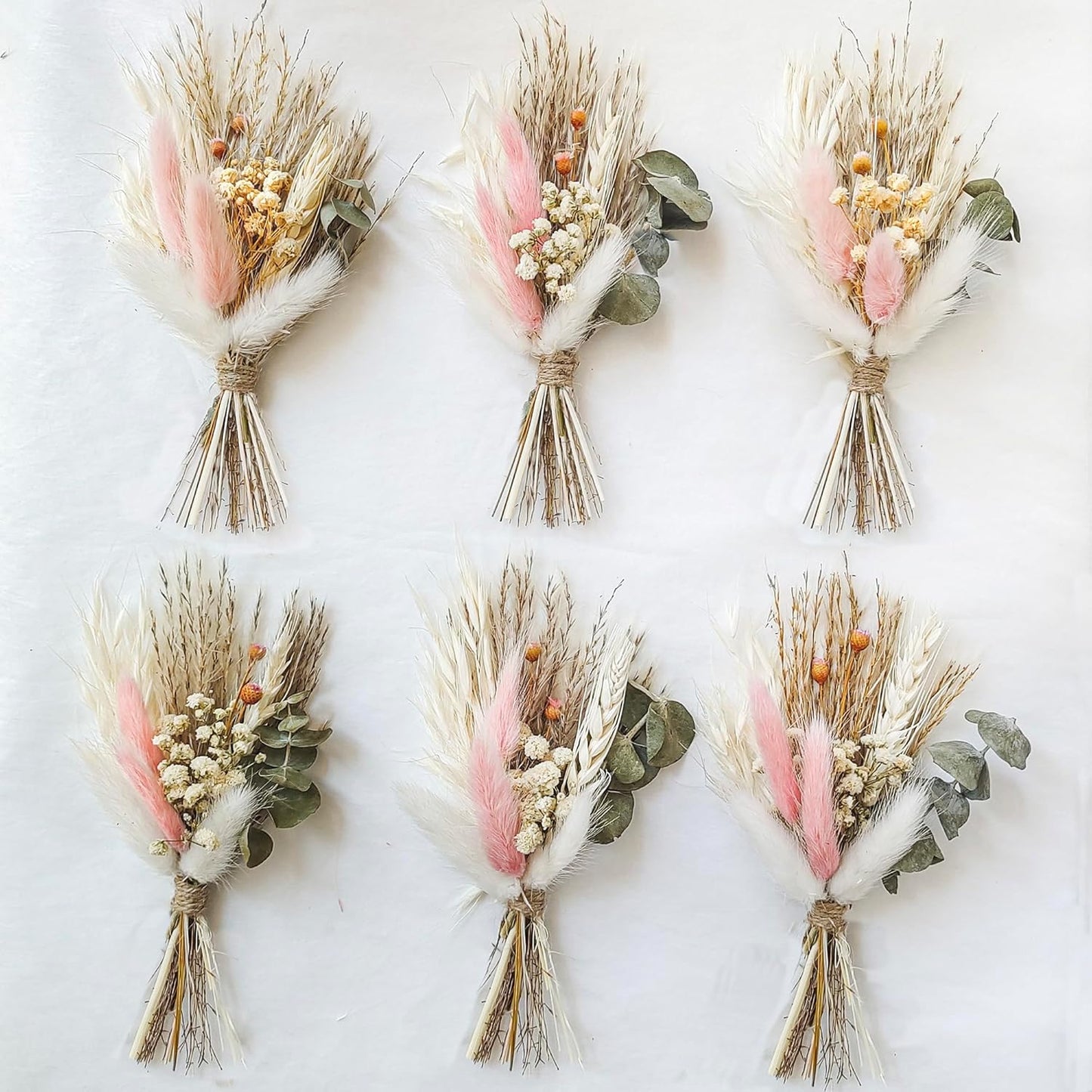 Mini Dried Flower Bouquets for Bridesmaid Proposal Gift Boxes, Birthday Cake Arrangements, boutonnieres, Small vases for Table Centers, Bohemian Wedding Decorations (Blush)